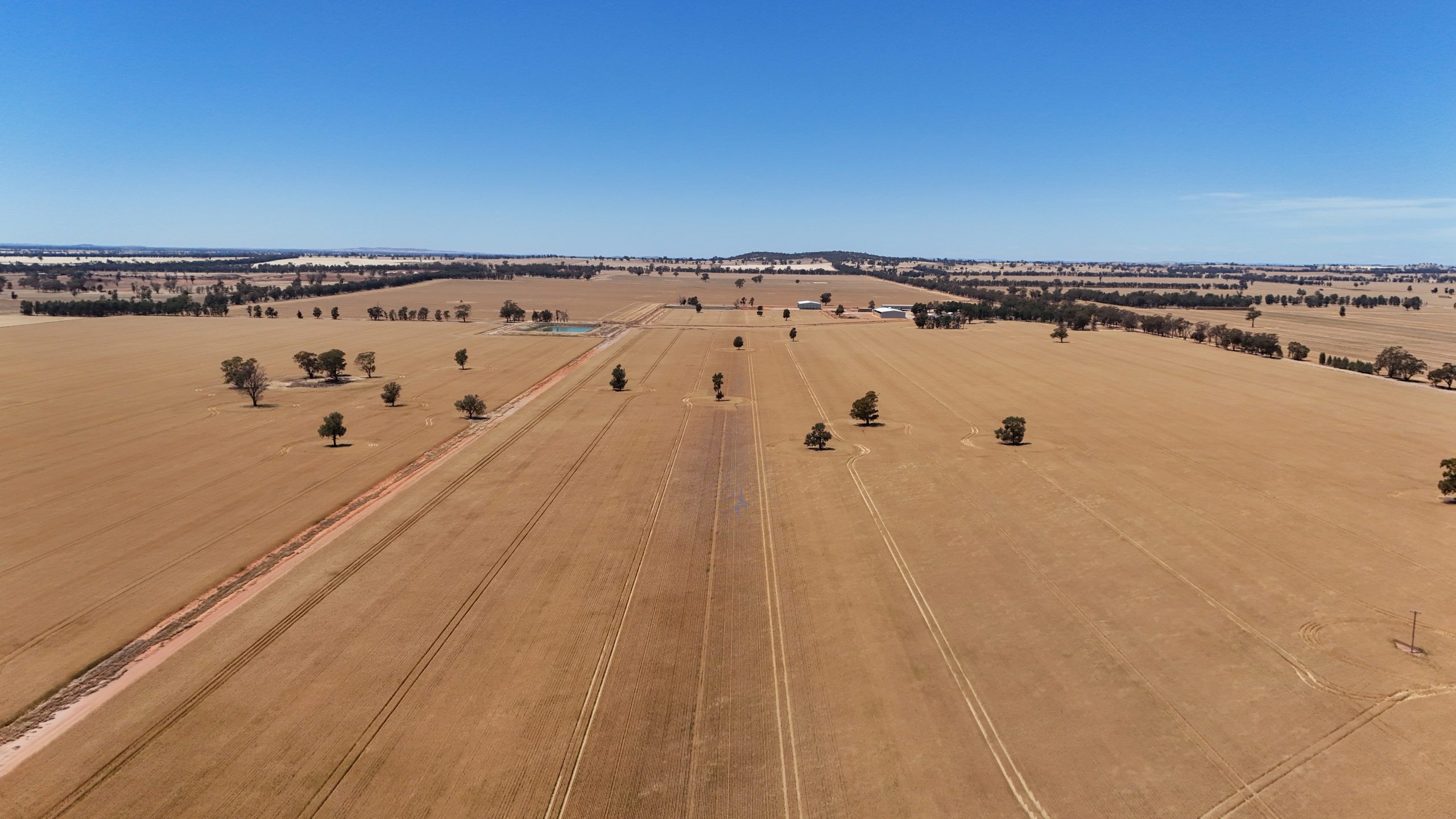 Overhead aerial views of farmland near Daysdale in regional New South Wales